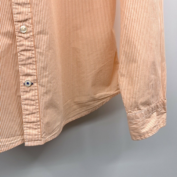 Gap Orange White Stripe Lived In Button Down Shirt - Picture 4 of 8